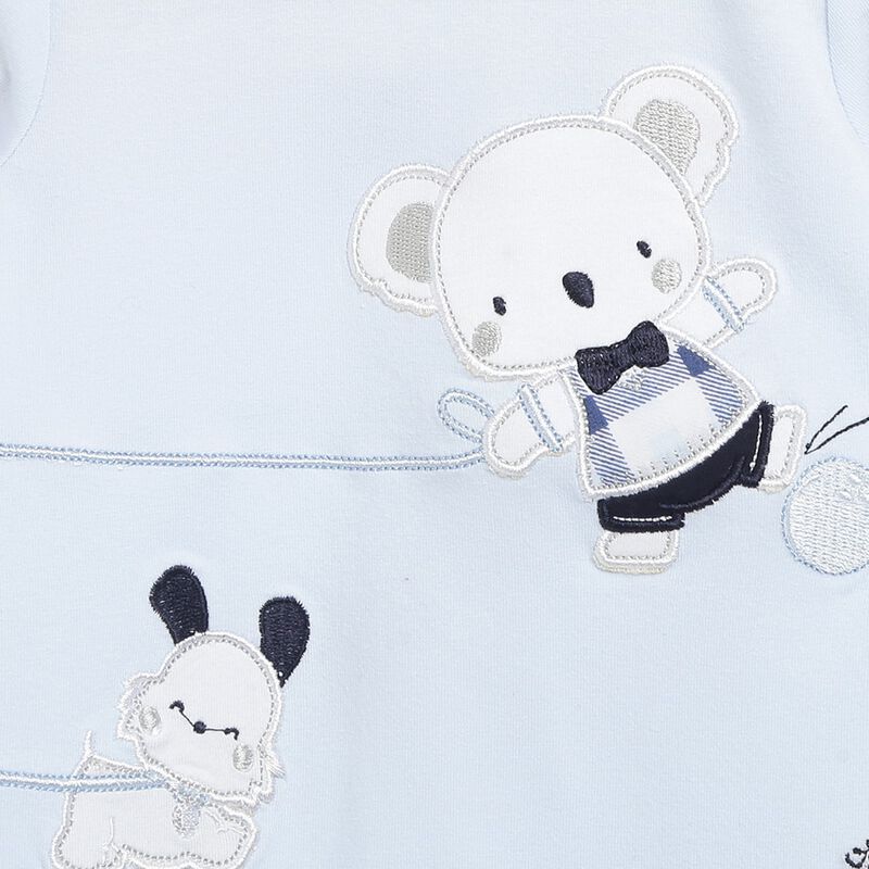 Boys Light Blue Printed Leg Opening Babysuit image number null